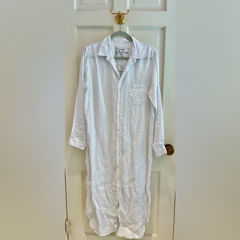 Frank & Eileen White Linen Button Down Dress
